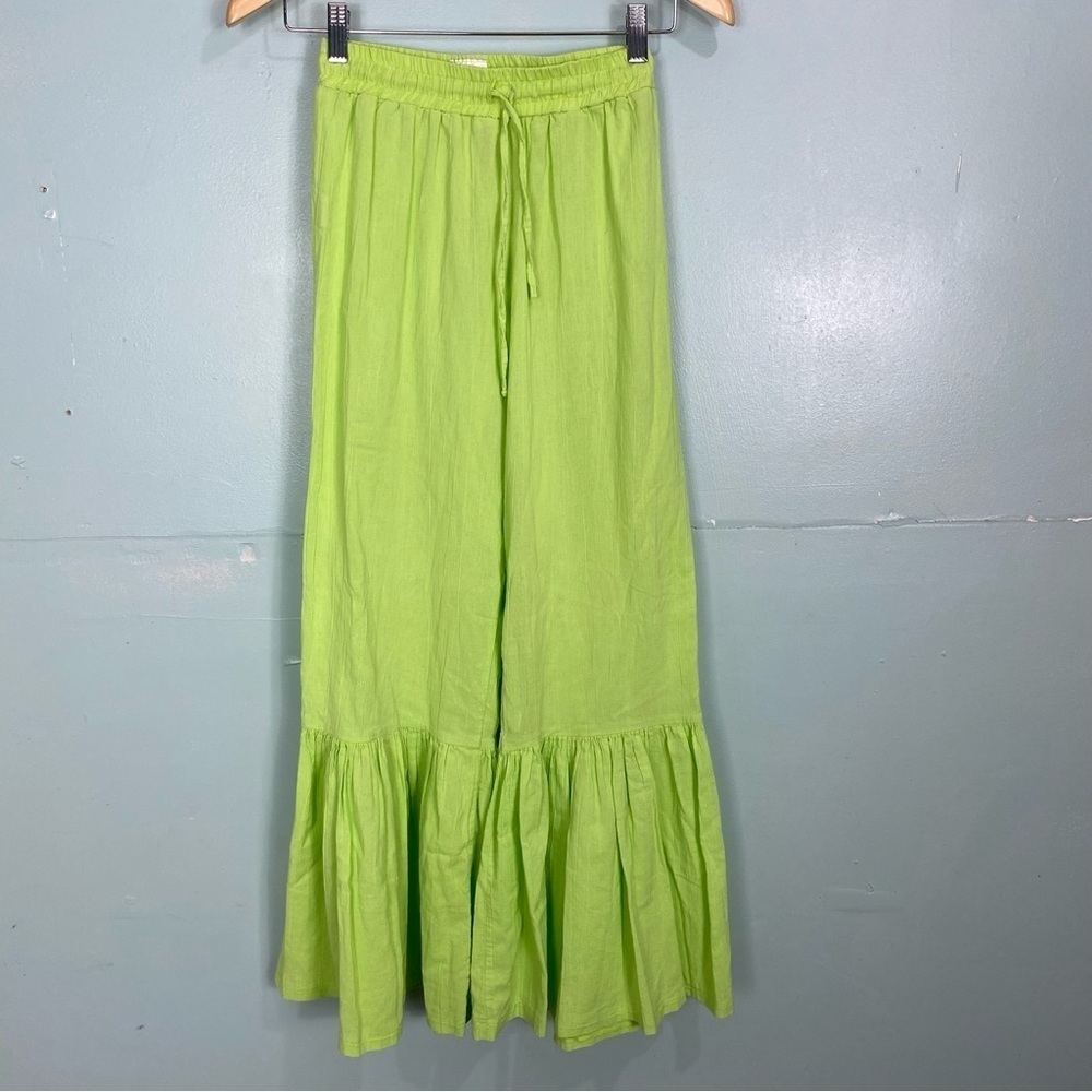 Tach Clothing Green Bell Wide Leg Flare Pants Sz Small